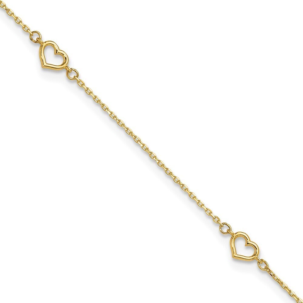 Kazi Luxury 14K Heart 10in Plus 1in ext. Anklet